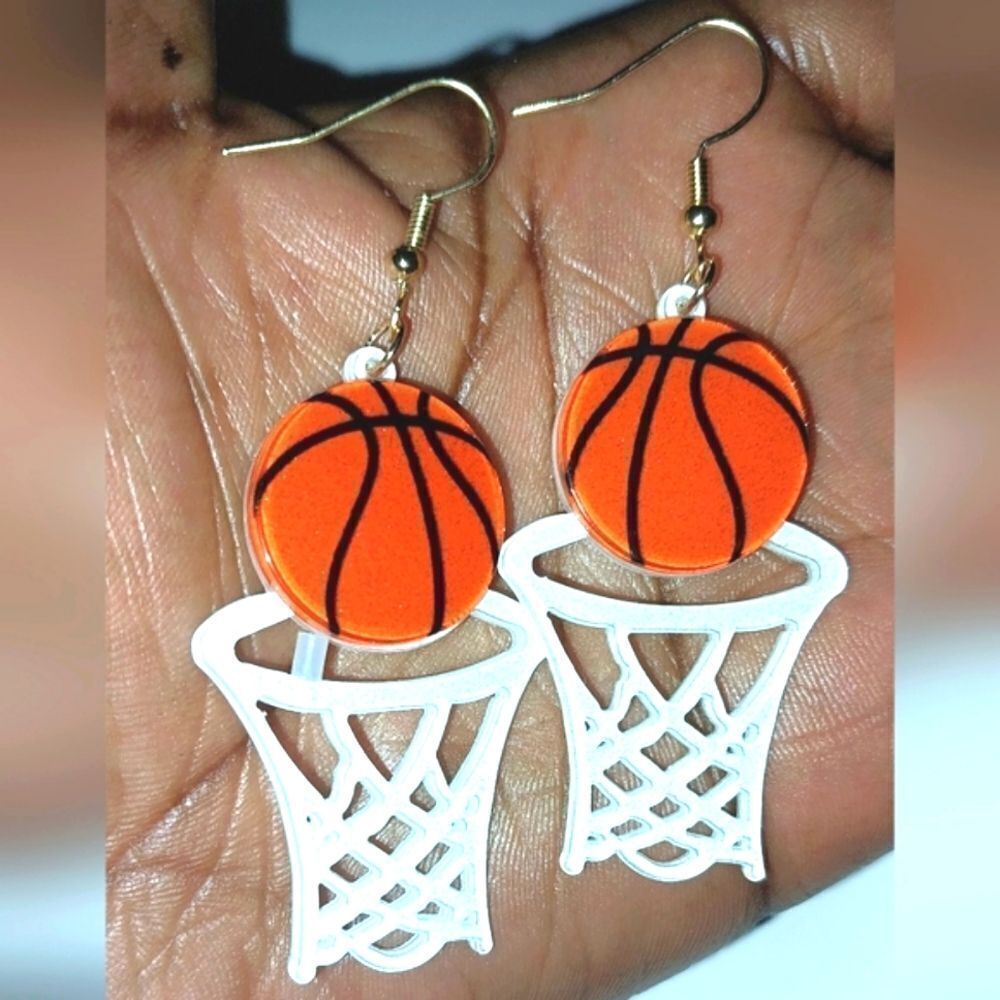 Super cute basketball and hoop earrings